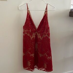 Red sequins mini dress